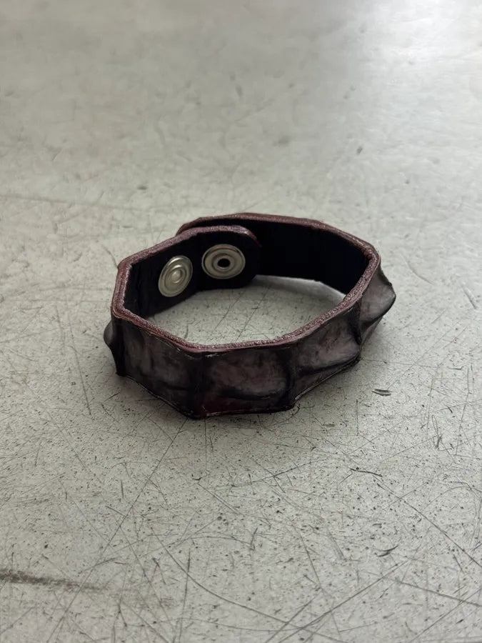 Artisanal Dark Brown Crocodile Leather Bracelet kMuHDlv 1