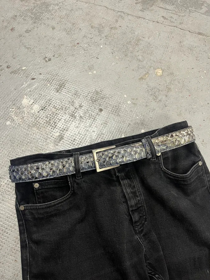 Artisanal Italian Blue Python Leather Belt zJMQgjN 0