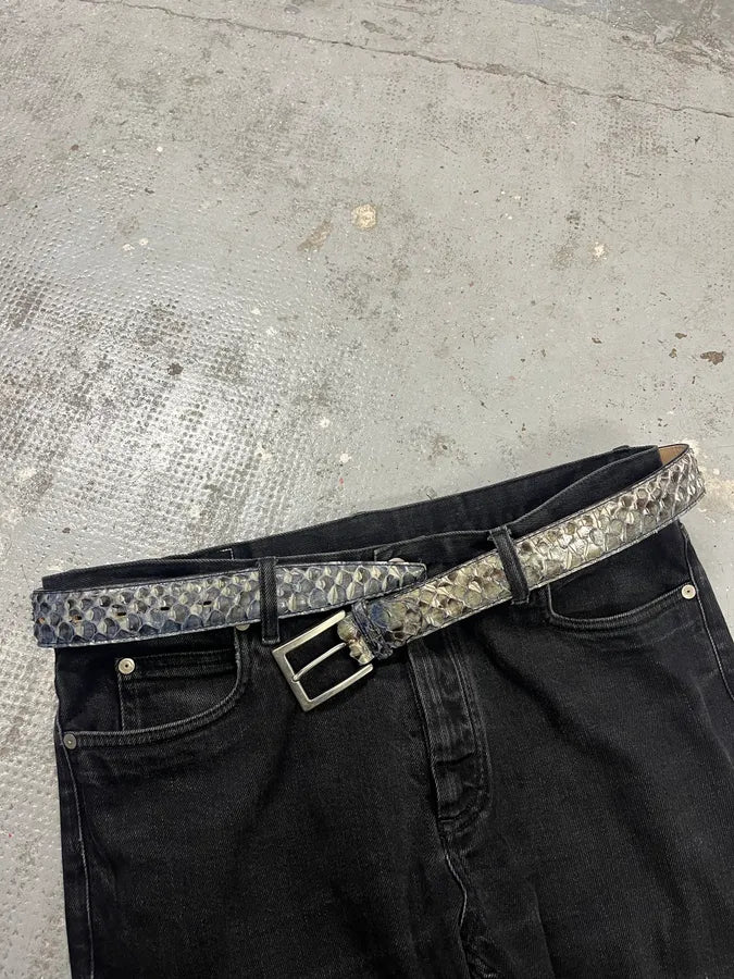 Artisanal Italian Blue Python Leather Belt zJMQgjN 1