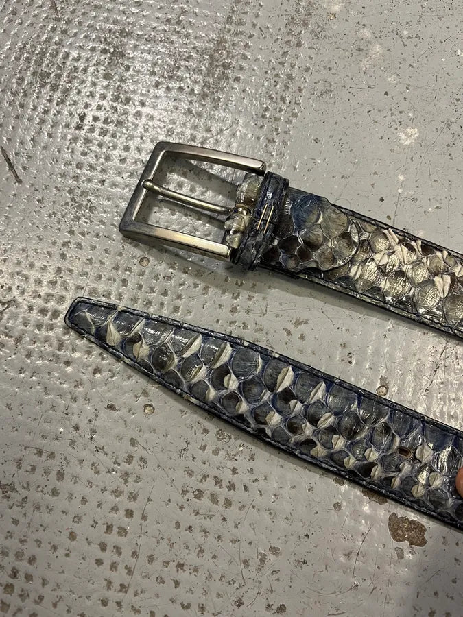 Artisanal Italian Blue Python Leather Belt zJMQgjN 2