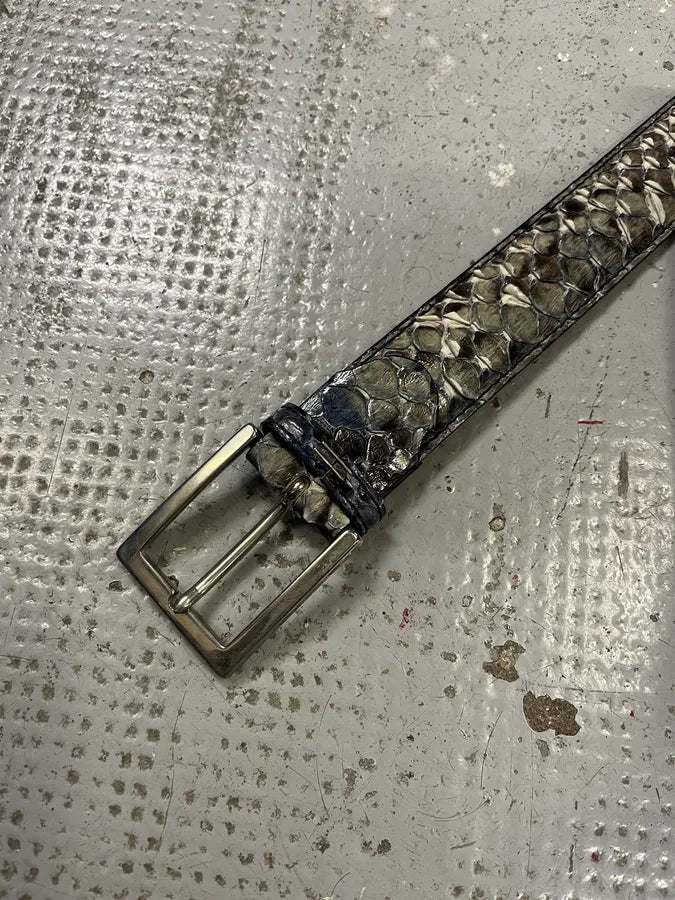 Artisanal Italian Blue Python Leather Belt zJMQgjN 3