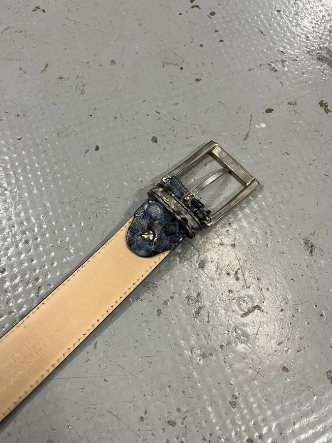 Artisanal Italian Blue Python Leather Belt zJMQgjN 6