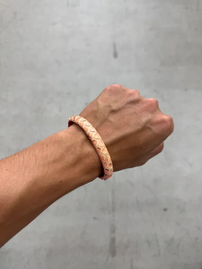Artisanal Pink Python Leather Bracelet cHtIBuG 0