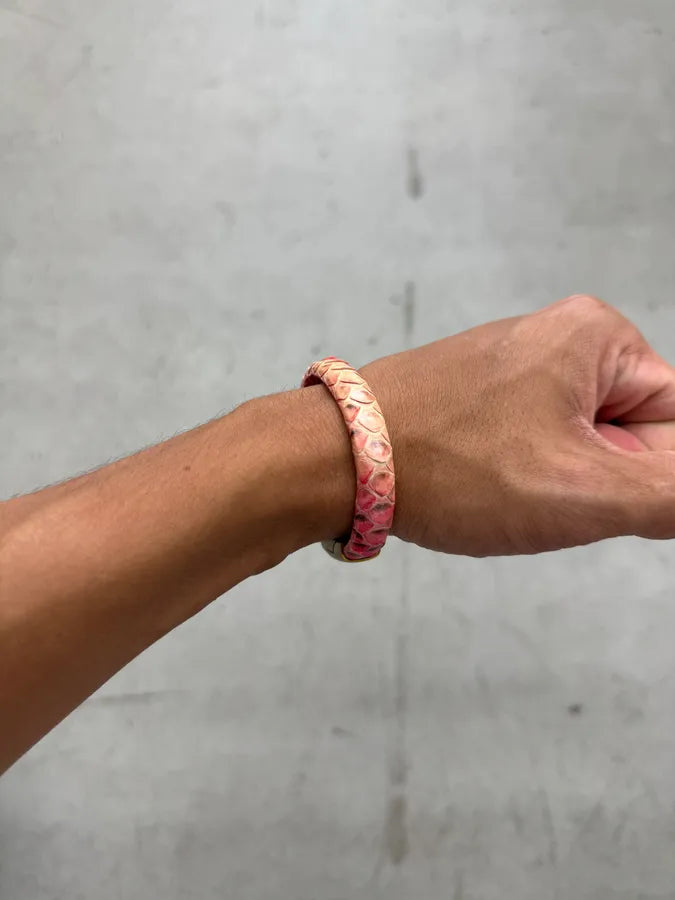 Artisanal Pink Python Leather Bracelet cHtIBuG 2