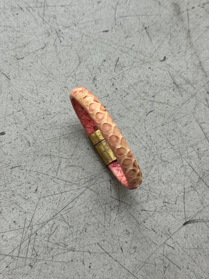 Artisanal Pink Python Leather Bracelet cHtIBuG 4
