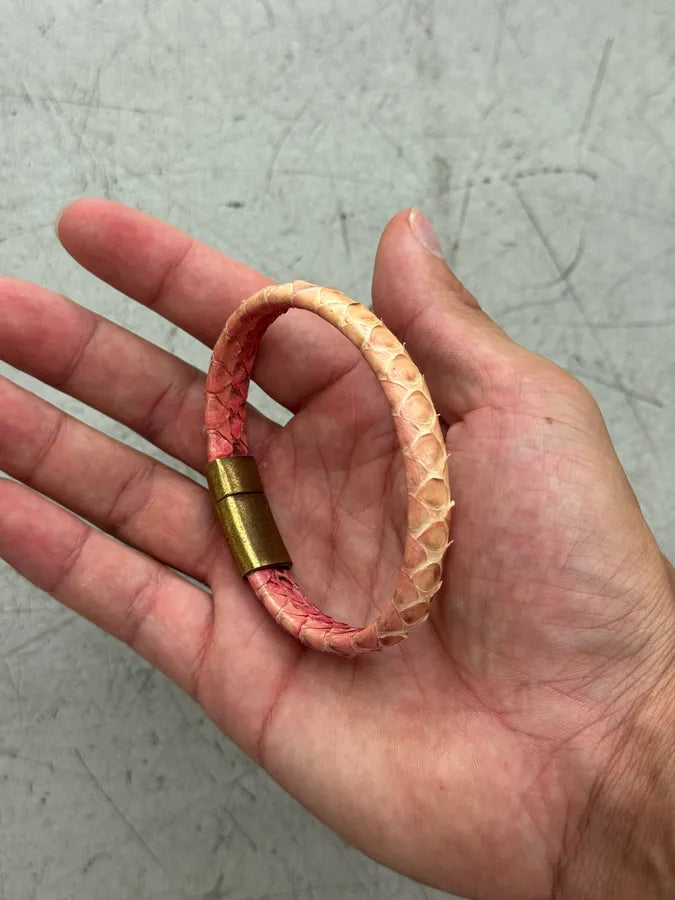 Artisanal Pink Python Leather Bracelet cHtIBuG 6