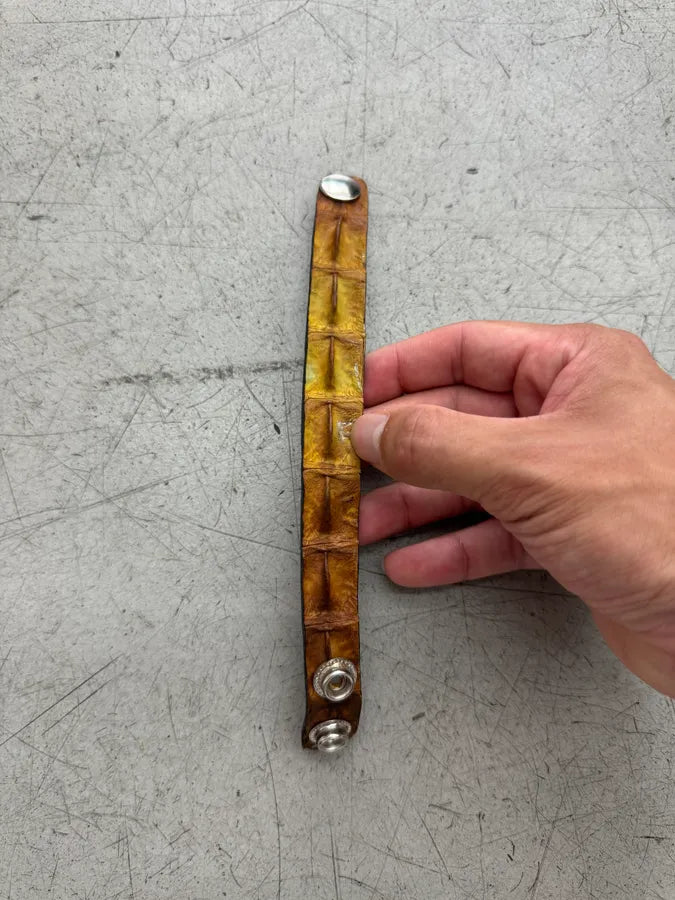 Artisanal Yellow Crocodile Leather Bracelet GEtwoND 1