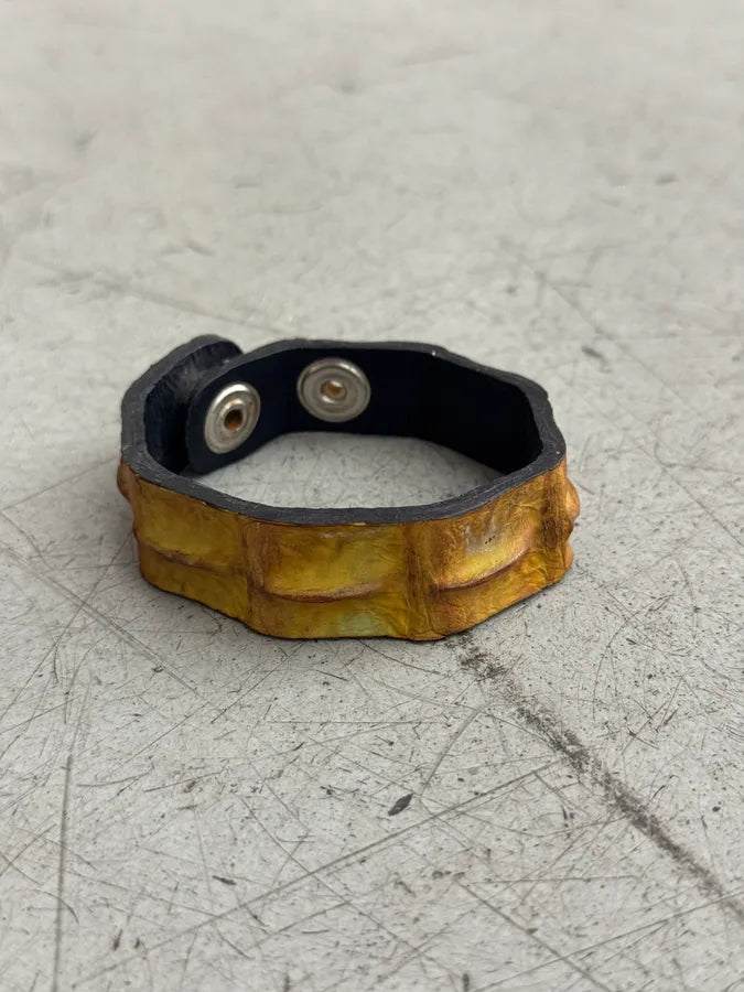 Artisanal Yellow Crocodile Leather Bracelet GEtwoND 2