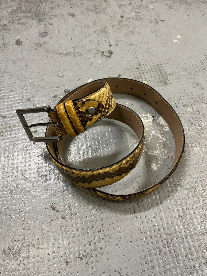 Artisanal Yellow Python Snakeskin Leather Belt ZnPXHPZ 2