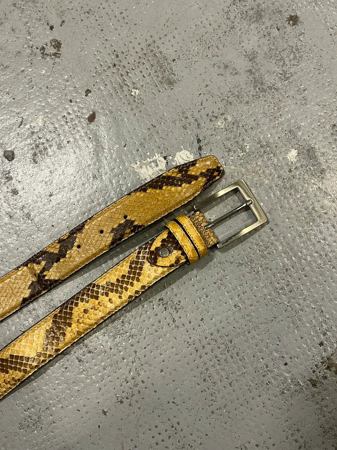Artisanal Yellow Python Snakeskin Leather Belt ZnPXHPZ 3