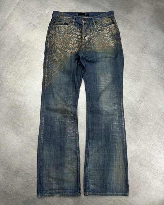 SS2007 Cavalli Blue Royal Relief Archive Soft Denim Pants  (M) - 1