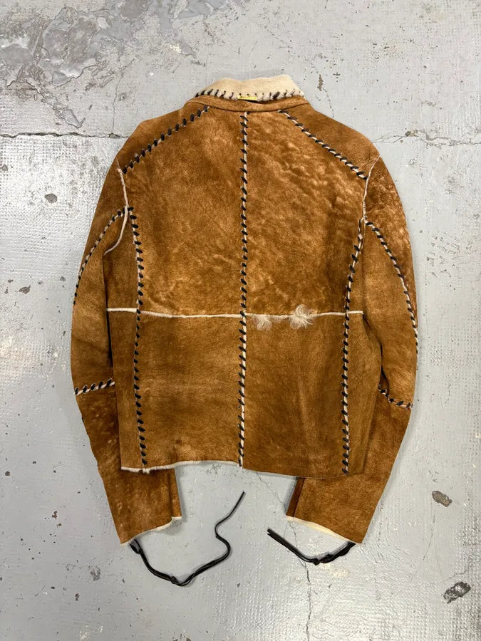 2000s Roberto Cavalli Brown Shearling Asymmetrical Leather Jacket PoCUTwg 4