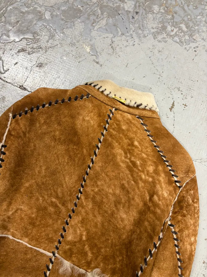 2000s Roberto Cavalli Brown Shearling Asymmetrical Leather Jacket PoCUTwg 5