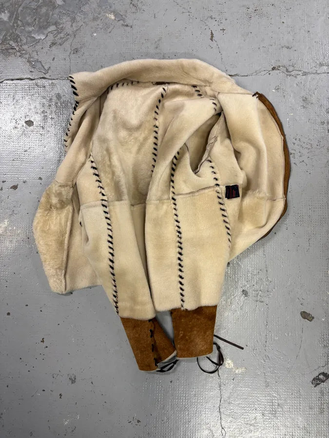 2000s Roberto Cavalli Brown Shearling Asymmetrical Leather Jacket PoCUTwg 7
