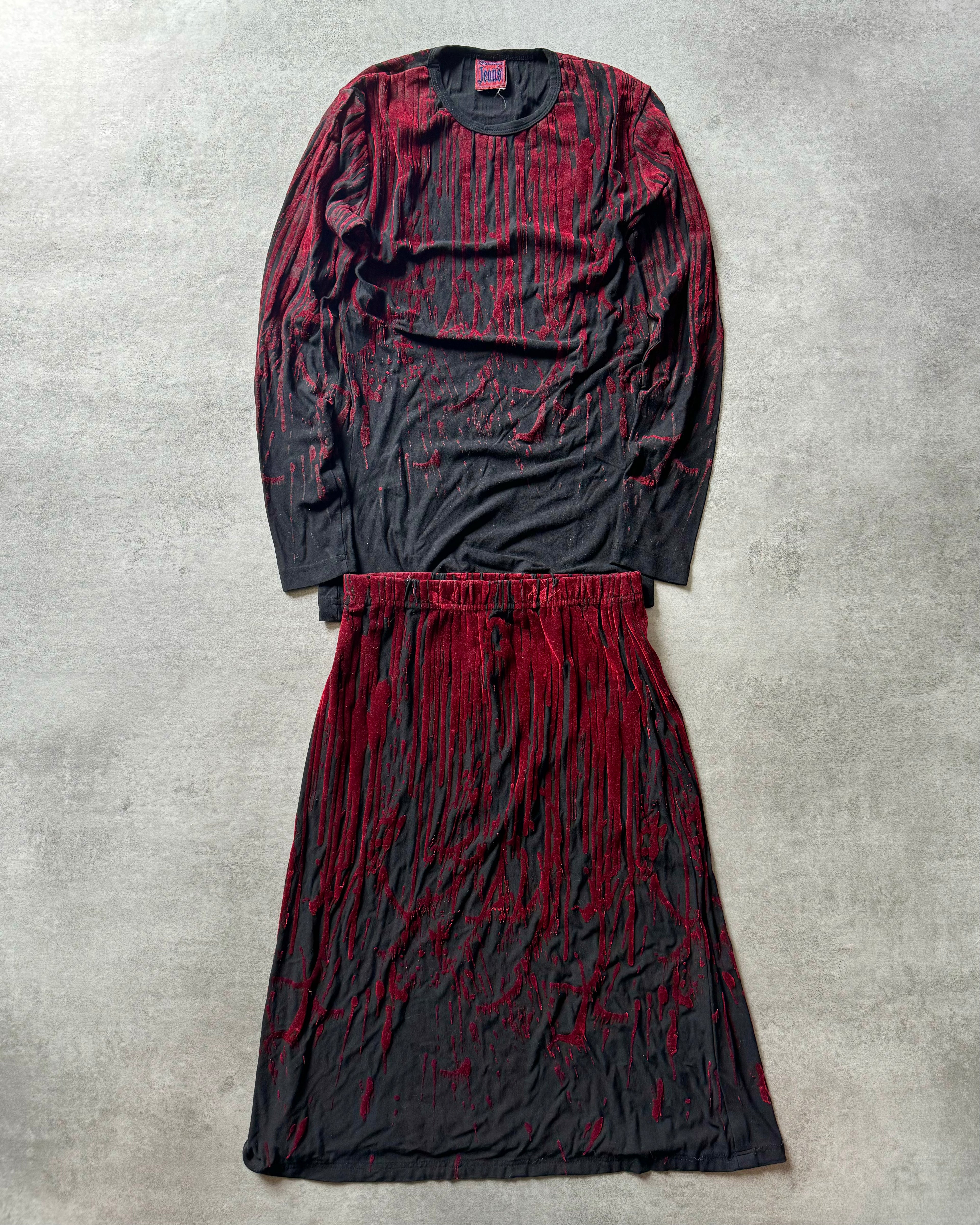 AW1998 Jean Paul Gaultier Blood Devil Skirt/Longsleeves Set (S) - 1