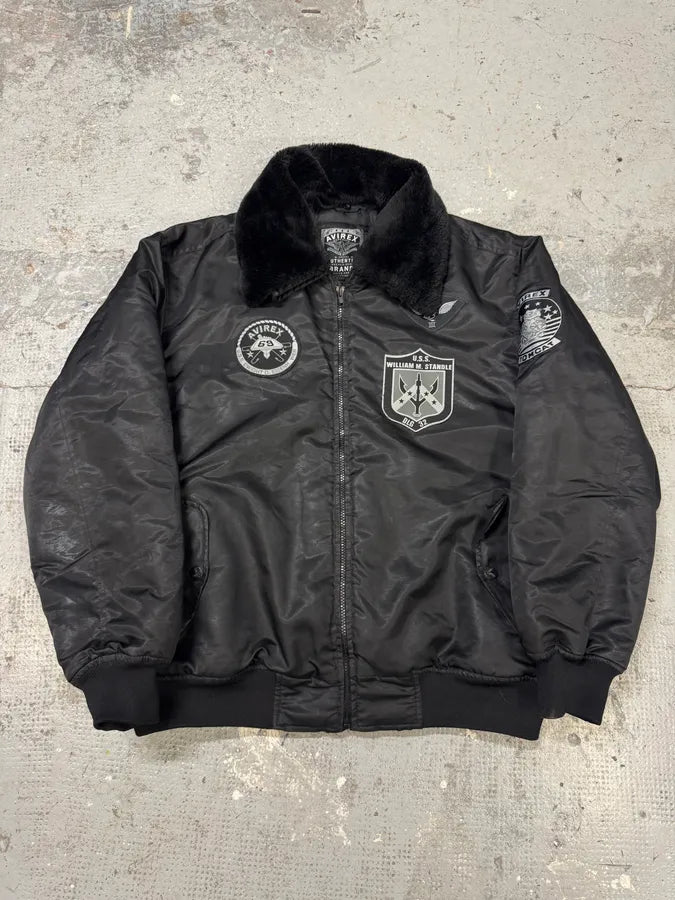 Avirex Black Fur Collar Bomber Jacket rJeHSPT 0