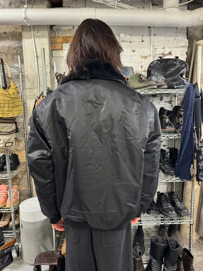 Avirex Black Fur Collar Bomber Jacket rJeHSPT 2