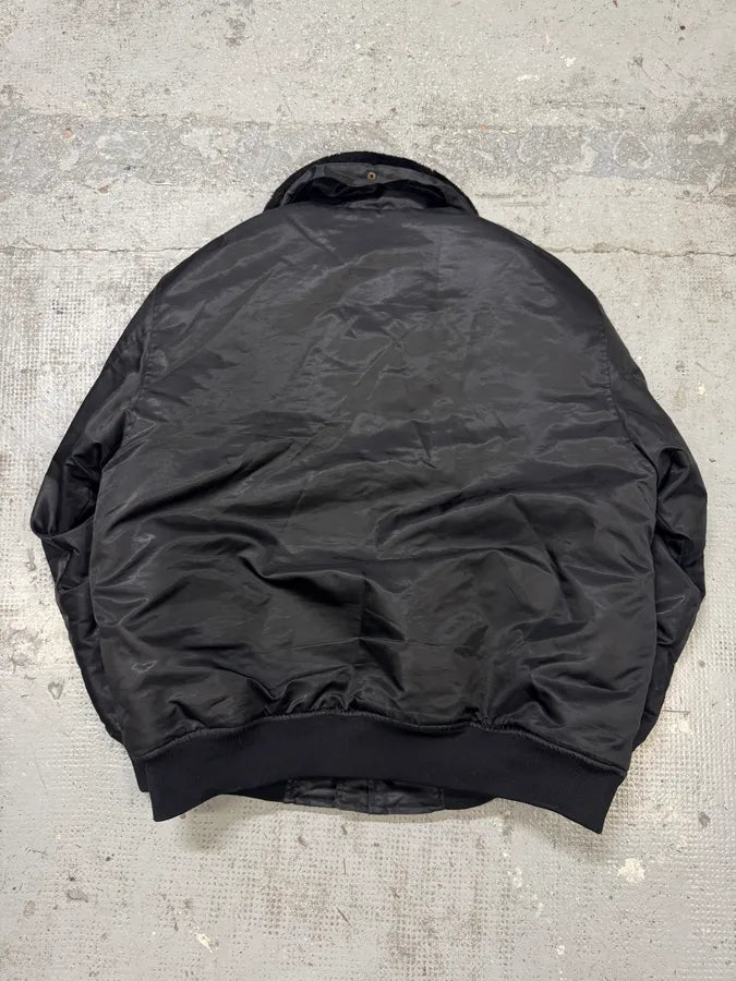 Avirex Black Fur Collar Bomber Jacket rJeHSPT 5