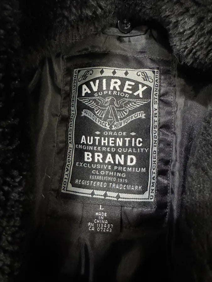 Avirex Black Fur Collar Bomber Jacket rJeHSPT 7