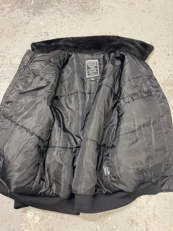 Avirex Black Fur Collar Bomber Jacket rJeHSPT 8