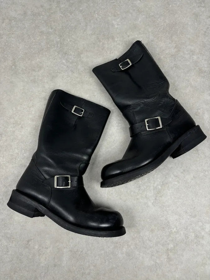 Avirex Black Leather Engineer Boots RnsGBlP 1