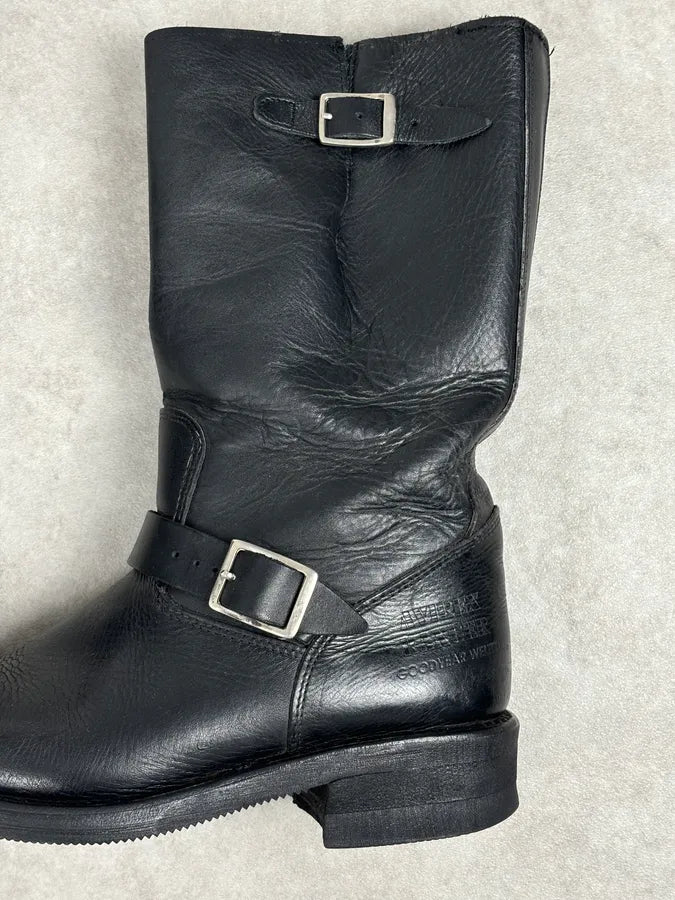Avirex Black Leather Engineer Boots RnsGBlP 10