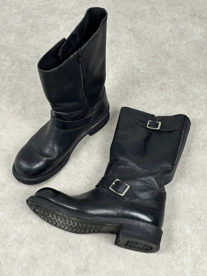 Avirex Black Leather Engineer Boots RnsGBlP 11