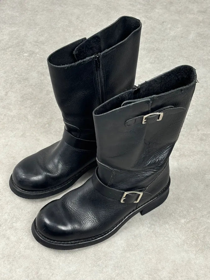 Avirex Black Leather Engineer Boots RnsGBlP 4