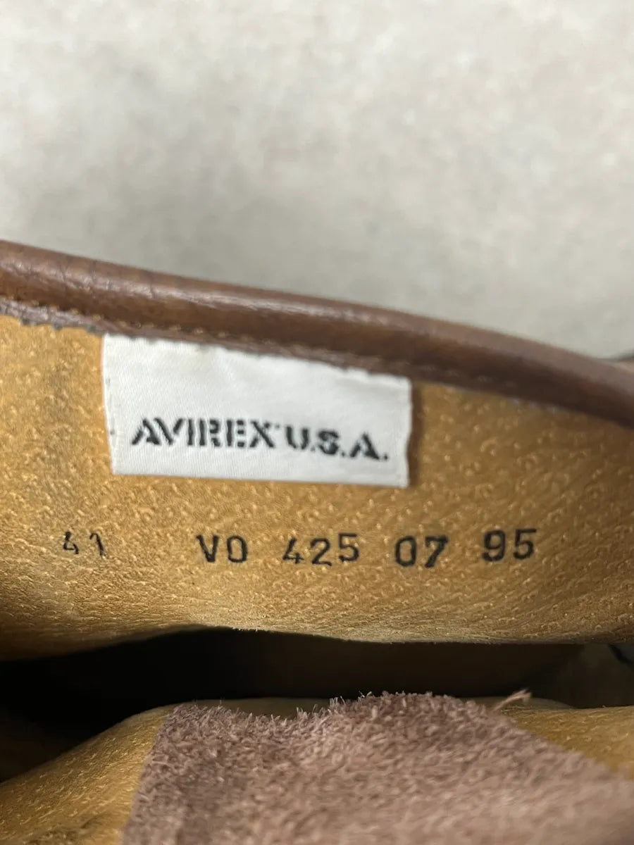 Avirex Brown Aviator Leather Eroded Boots fFOUNZC 10