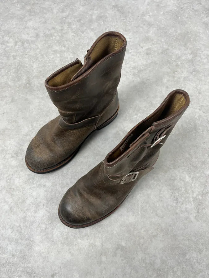 Avirex Brown Aviator Leather Eroded Boots fFOUNZC 3