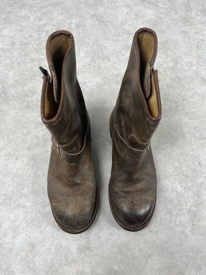 Avirex Brown Aviator Leather Eroded Boots fFOUNZC 1