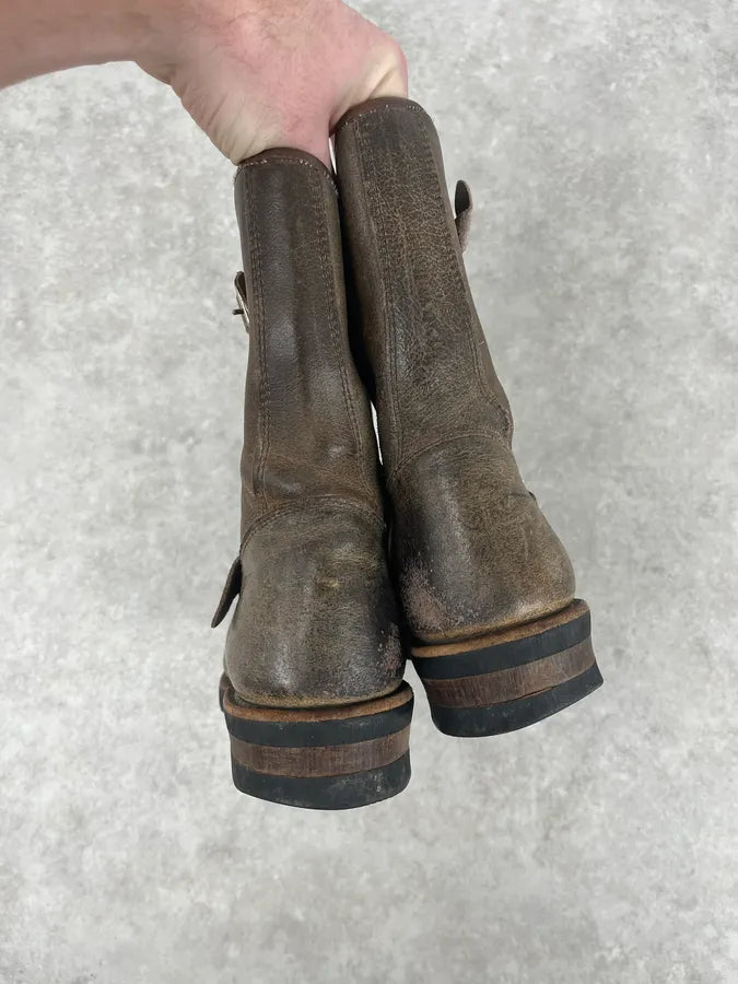 Avirex Brown Aviator Leather Eroded Boots fFOUNZC 4