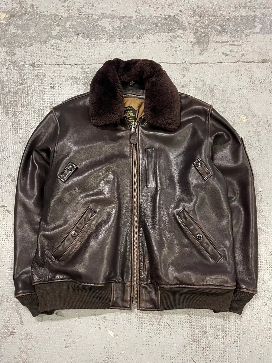 Avirex Brown Mafia Leather Pure Aviator Jacket cIHVRgO 0