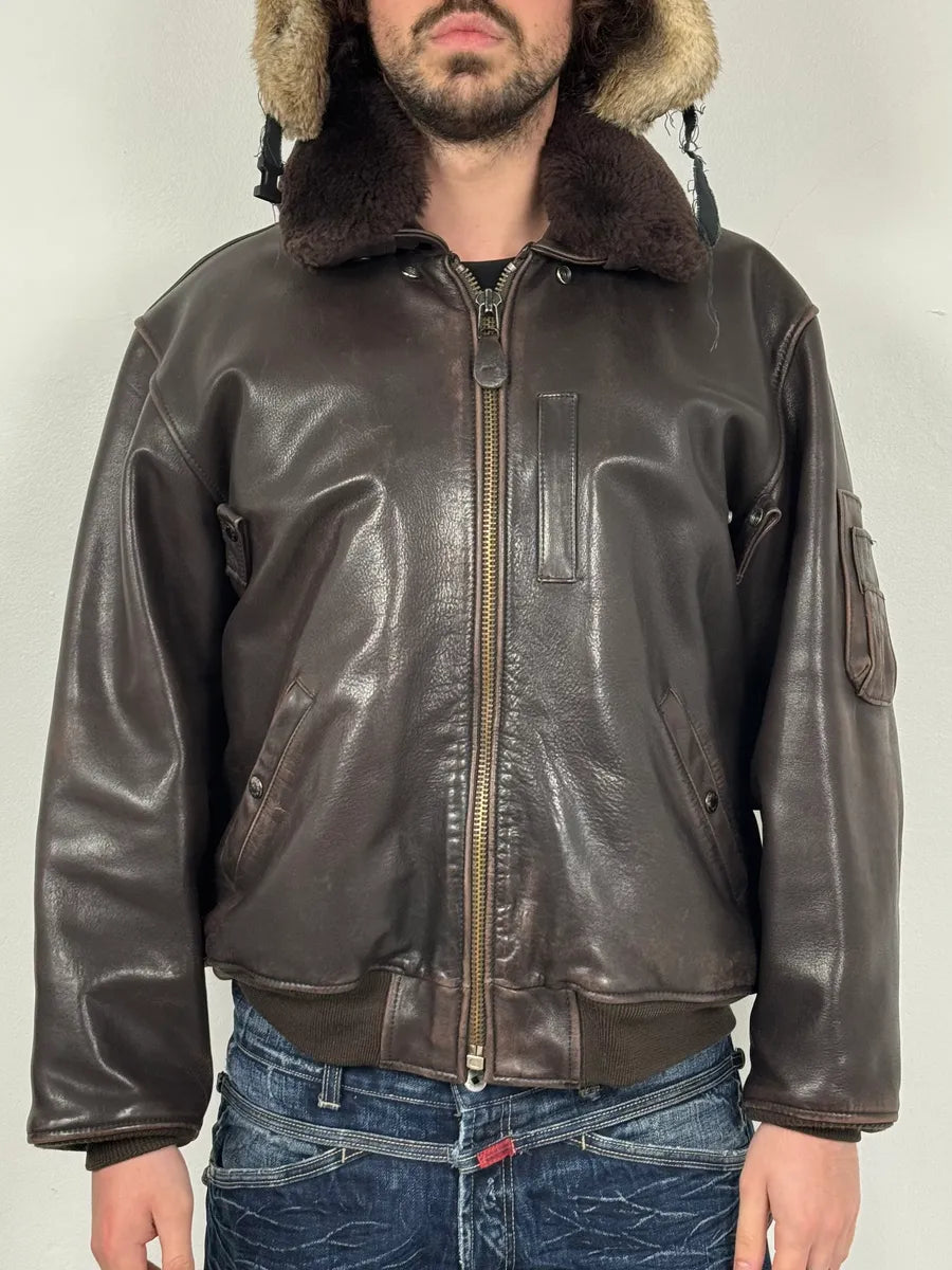 Avirex Brown Mafia Leather Pure Aviator Jacket cIHVRgO 1