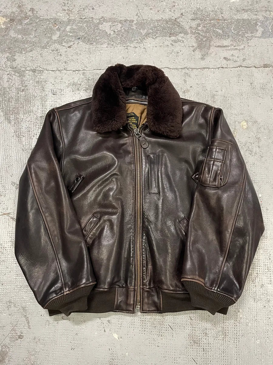 Avirex Brown Mafia Leather Pure Aviator Jacket cIHVRgO 4