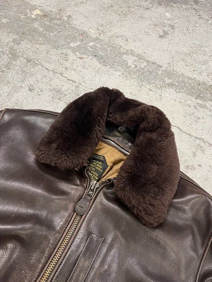 Avirex Brown Mafia Leather Pure Aviator Jacket cIHVRgO 5