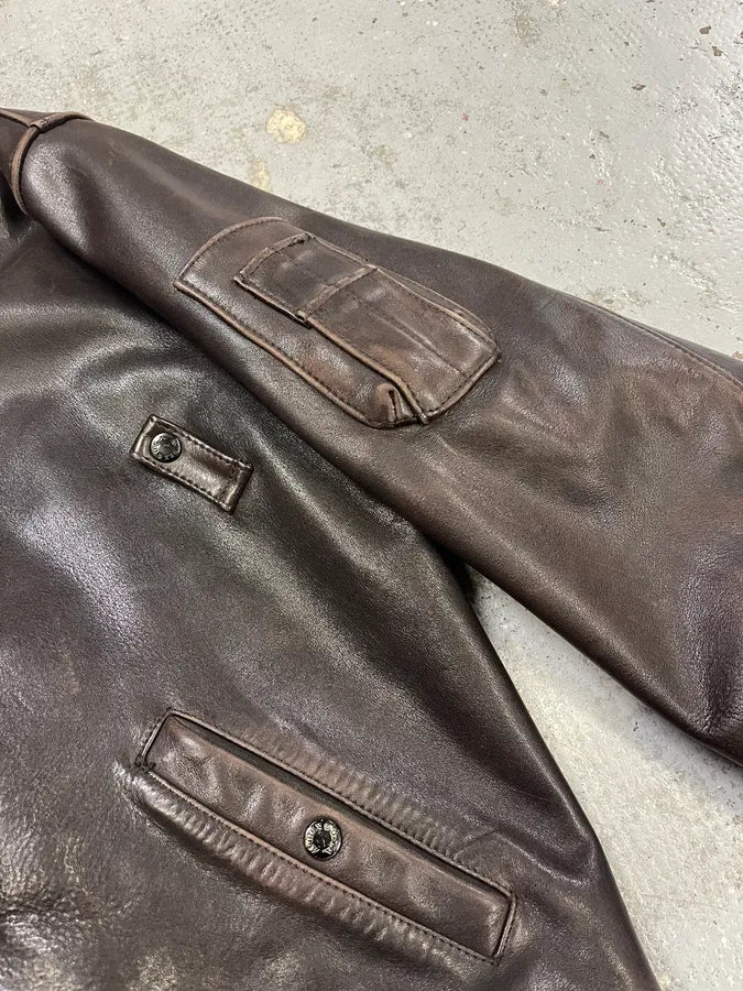 Avirex Brown Mafia Leather Pure Aviator Jacket cIHVRgO 7