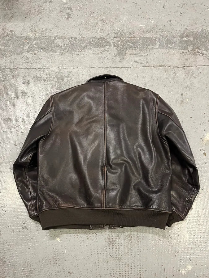 Avirex Brown Mafia Leather Pure Aviator Jacket cIHVRgO 8