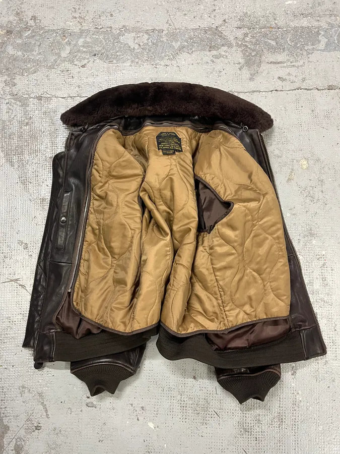 Avirex Brown Mafia Leather Pure Aviator Jacket cIHVRgO 9