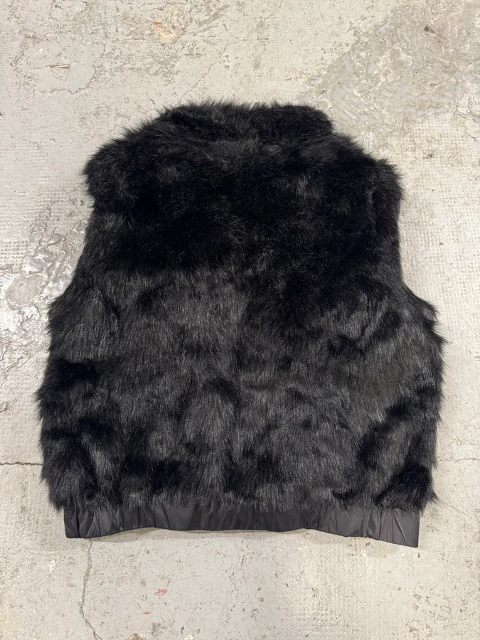 Avirex Faux Fur Black Puffer Jacket with Detachable Sleeves (L) frvIQou 5