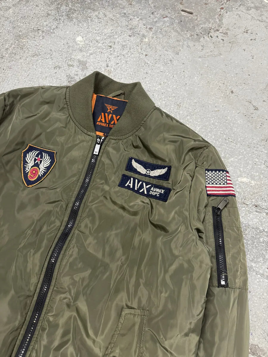 Avirex Olive Military Pilot Bomber Jacket qlCpIvs 3
