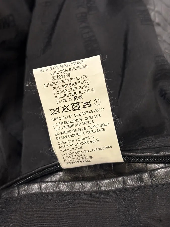 2010s Dirk Bikkembergs Black Biker Crocodile Embossed Leather Jacket KAdctiG 11