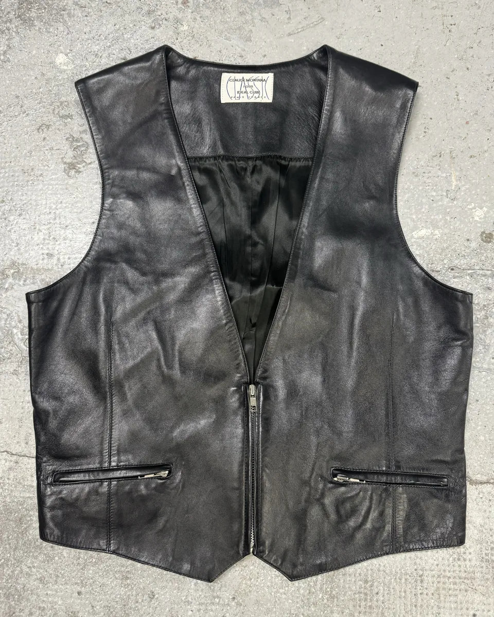 AW1986 Claude Montana pour Ideal Cuir French Leather Vest RQjWrCF 0