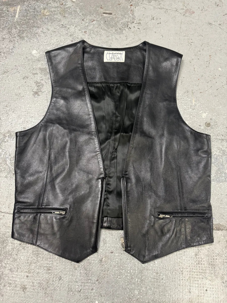 AW1986 Claude Montana pour Ideal Cuir French Leather Vest RQjWrCF 4