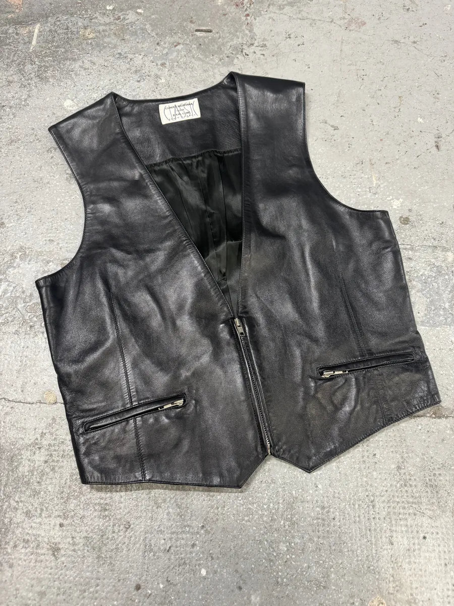 AW1986 Claude Montana pour Ideal Cuir French Leather Vest RQjWrCF 6