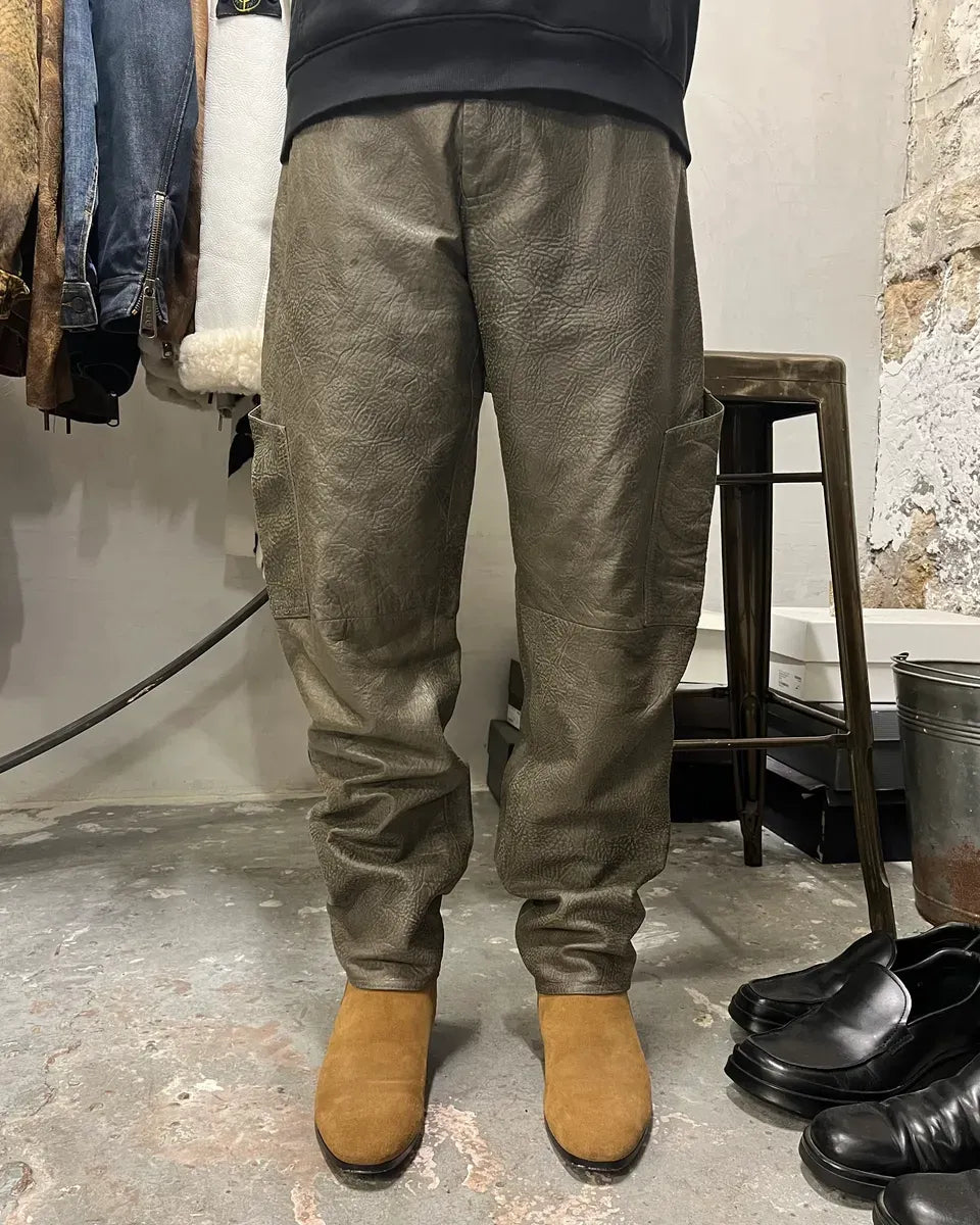 AW1986 Giorgio Armani Brown Relaxed Leather Italian Pants sFiqycm 1