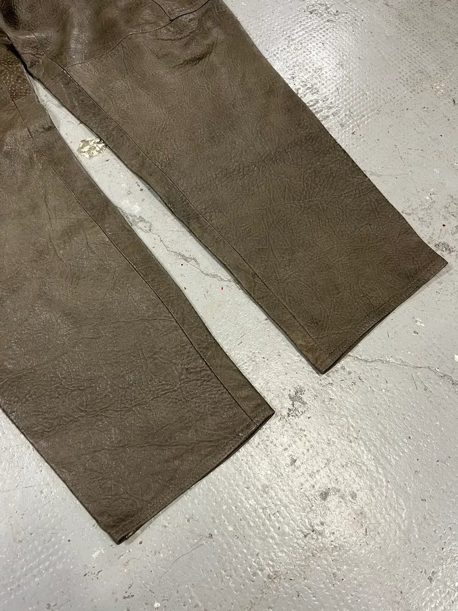 AW1986 Giorgio Armani Brown Relaxed Leather Italian Pants sFiqycm 10