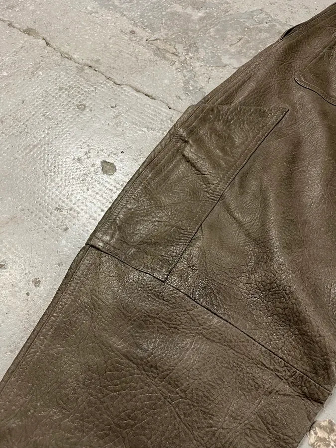 AW1986 Giorgio Armani Brown Relaxed Leather Italian Pants sFiqycm 13