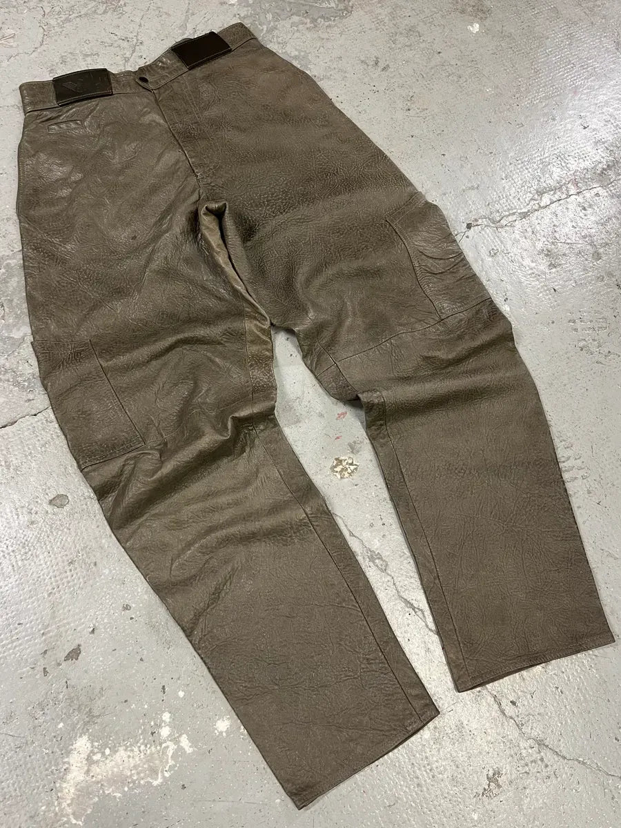 AW1986 Giorgio Armani Brown Relaxed Leather Italian Pants sFiqycm 2