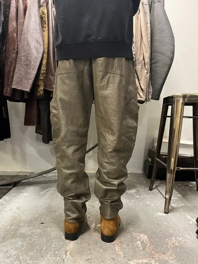 AW1986 Giorgio Armani Brown Relaxed Leather Italian Pants sFiqycm 4